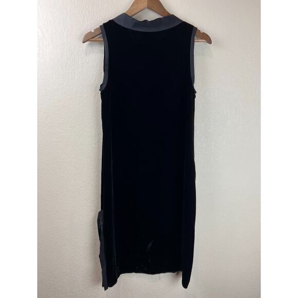 Nili Lotan Dress M Ribbon Trimmed Shift Dress Black Velvet Black Tie Gala - Picture 2 of 11